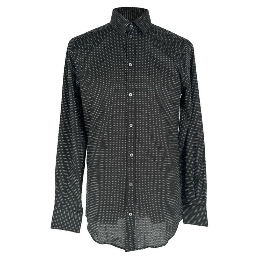 Dolce & Gabbana Polka Dot Button-Down Shirt in Black Cotton